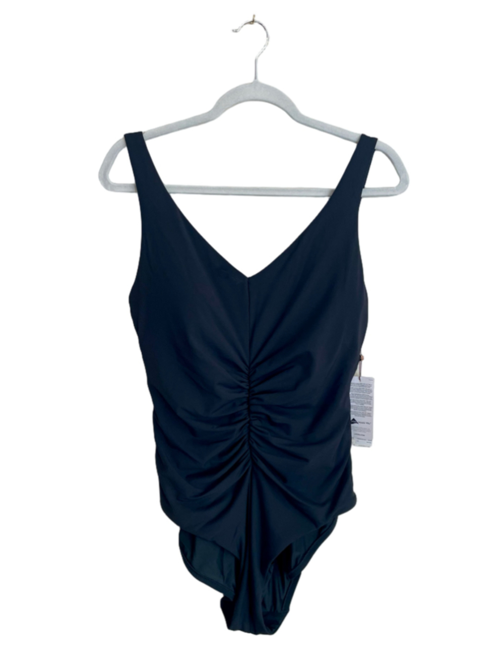 CALIA Ruched One Piece Swimsuit Women’s Large Black Tummy Control NWT